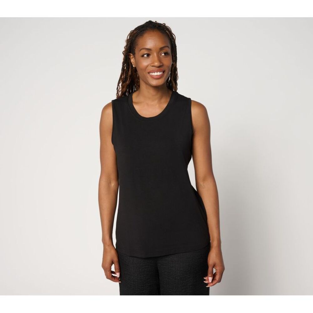 nicole by Nicole Miller Women's Top Plus Sz 2X Modal Knit Tank Black